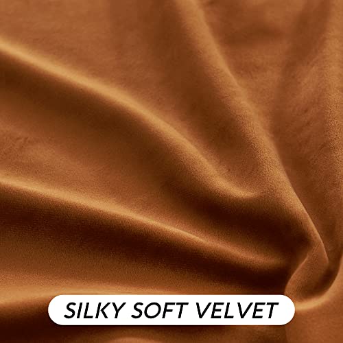 Burnt Orange Fall Velvet Curtains for Living Room 84 inches Long (Golden Oak / 52"W x 84"L (Pack of 2))