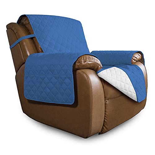 Reversible Couch Cover (Blue/Ivory / Large Recliner)
