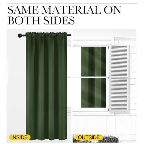 Dark Green Blackout Curtains for Cafe 42" Wide x 63" Long 2 Panels (Dark Green / 42"W x 63"L (Pack of 2))