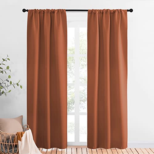 Blackout Curtains and Drapes (Burnt Orange / 34"W x 84"L (Pack of 2))
