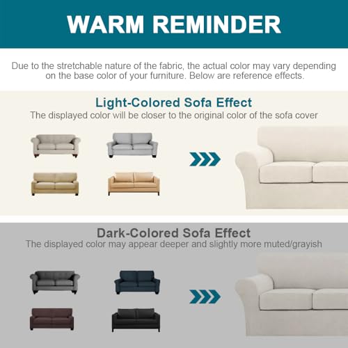3 Piece Sofa Covers for 2 Cushion Couch Loveseat Slipcover Soft Couch Cover for Dogs (Loveseat (2 Cushion) / Ivory)