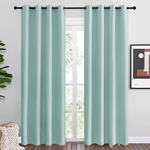 Aqua Blue Blackout Curtains 86" Long for Office (Aqua / 55"W x 86"L (Pack of 2))