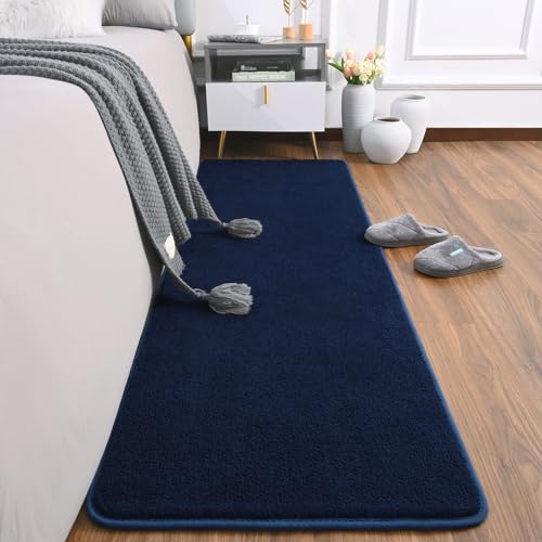 Shag Runner Rug for Hallways (2' x 6' (Runner) / Navy Blue)