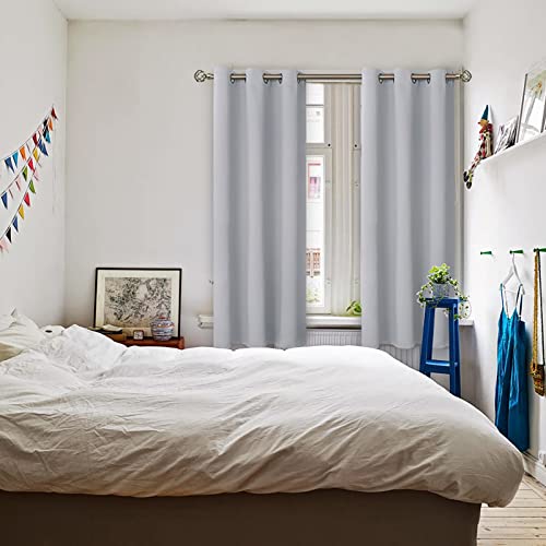 Light Grey Room Darkening Curtains 63 Inch for Bedroom (Light Grey / 42"W x 63"L (Pack of 2))