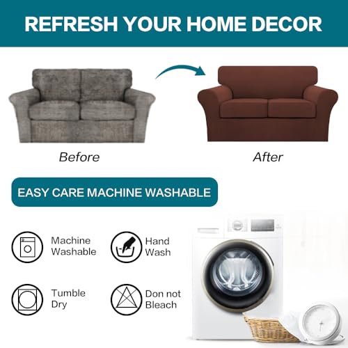 3 Piece Sofa Covers For 2 Cushion Couch Sofa Slipcover Soft Couch Cover For Dogs (Loveseat (2 Cushion) / Burnt Brick)