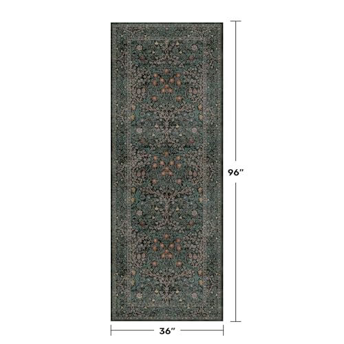 Vintage 3x8 Wide Runners for Hallways (Dark Green / Black / 3' x 8' (Runner))