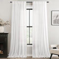 White Curtains 96 inches Long 2 Panels Back Tab Light Filtering Cotton Textured Curtain Modern Farmhouse Coastal Decor Off White Linen Drapes 96 inch Length for Patio Sliding Door Office 60x96 (White / 60"W x 96"L (Pack of 2))