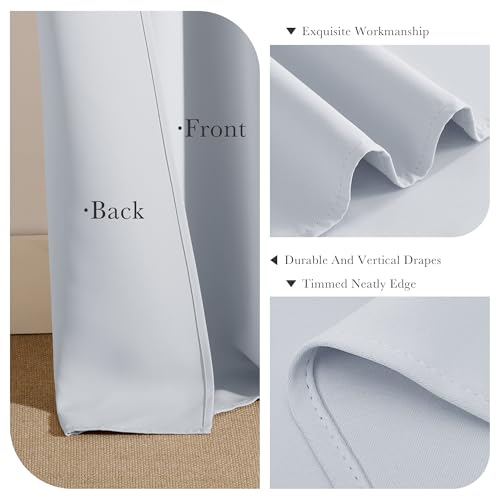 White Curtains for Small Window Energy Efficiency Room Darkening Curtains for Kids Nursery (Greyish White / 34"W x 30"L (Pack of 2))