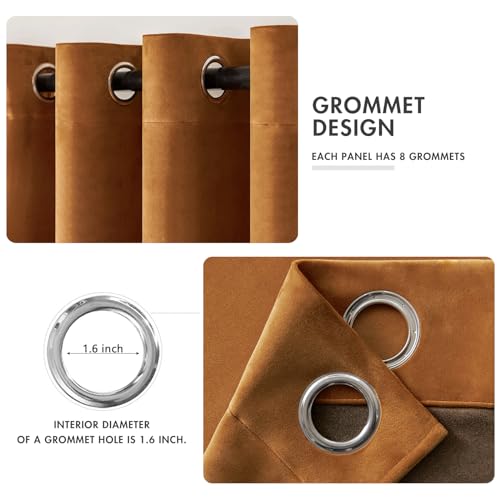 Velvet Curtains Gold Brown 52 x 84 Inch Length Set of 2 (Gold Brown / 52"W x 84"L (Pack of 2))