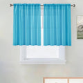 Basic Rod Pocket Sheer Voile Window Curtain Panels Cyan Blue 1 Pair 2 Panels 52 Width 36 Inch Long for Kitchen Bedroom Children Living Room Yard（Cyan Blue (Cyan Blue / 52"W x 36"L (Pack of 2))