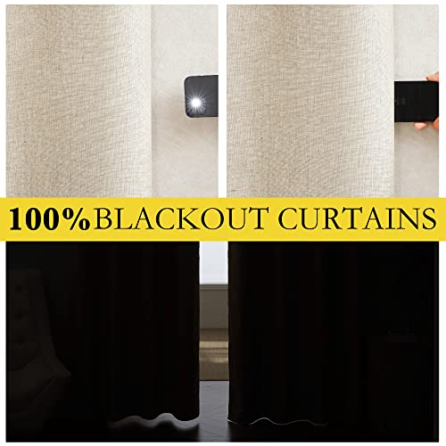 Beige Linen Curtains for Living Room 62" Wide x 72" Long 2 Panels (62"W x 72"L (Pack of 2) / Beige)