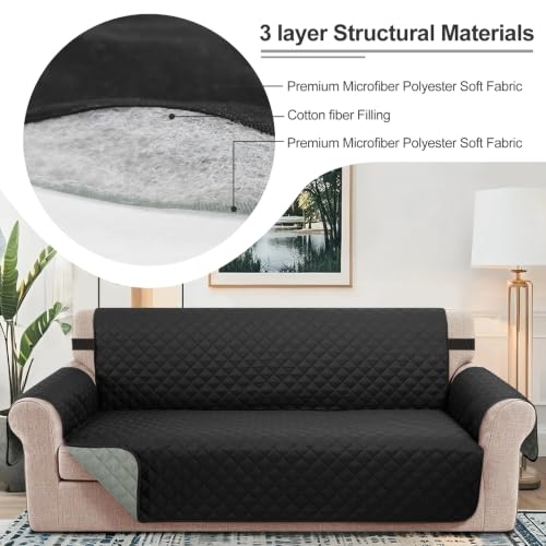 Oversized Loveseat Couch Cover for Dogs (Black/Grey / Loveseat - Oversized (54"))