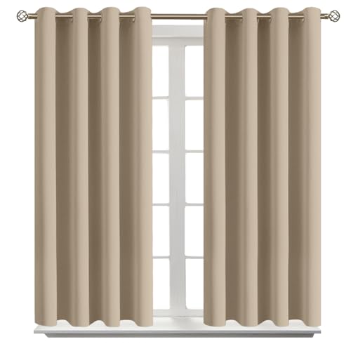 Sand Room Darkening Curtains 54 Inch for Bedroom (Sand / 46"W x 54"L (Pack of 2))