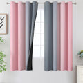 Ombre Gray and Pink Blackout Curtains for Bedroom 63 Inch (Grey and Pink / 52"W x 63"L (Pack of 2))