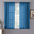 Sheer Curtains Linen Textured Living Room Curtain Sheers Light Filtering Rod Pocket Voile Curtains for Bedroom (42"W x 63"L (Pack of 2) / Classic Blue)