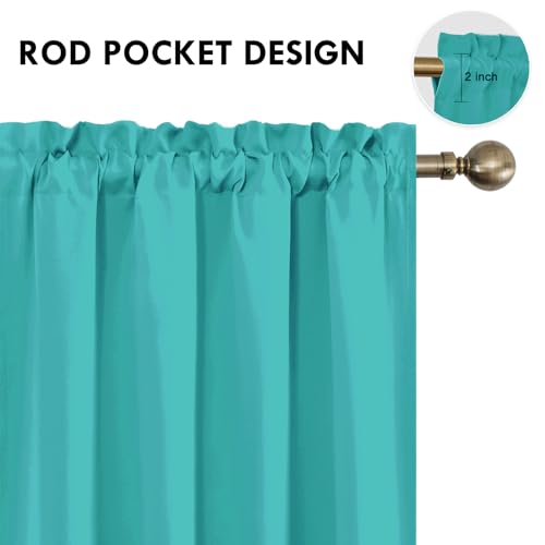 Blackout Curtains for Bedroom Living Room 52 x 45 Inch Long 2 Panels (Peacock Blue / 52"W x 45"L (Pack of 2))
