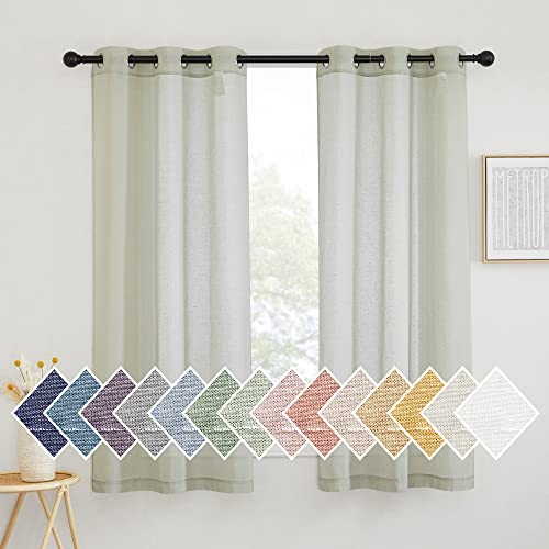 Semi Sheer Sage Green Linen Curtains 63 inch Length (36"W x 63"L (Pack of 2) / Sage Green)