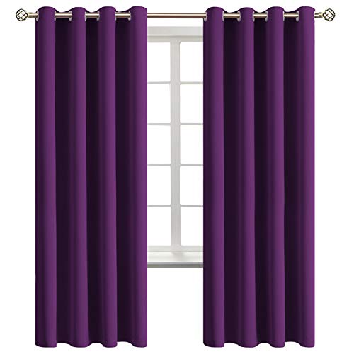 Purple Blackout Curtains for Bedroom 72 Inch Long (Purple / 52"W x 72"L (Pack of 2))