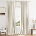 Extra Long 100% Blackout Linen Curtains 100 Inch for Bedroom 2 Panels