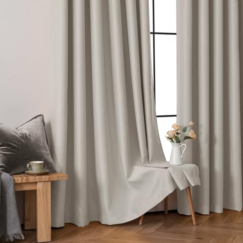 Natural Blackout Bedroom Curtains Drapes 84 Inch Long 52"x84" (Natural / 52"W x 84"L (Pack of 2))