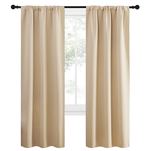 Blackout Room Darkening Curtains (Biscotti Beige / 34"W x 72"L (Pack of 2))