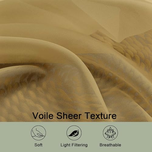 Extra Long Gold Sheer Curtains 96 Inches Long 2 Panels Set (Gold / 59"W x 96"L (Pack of 2))