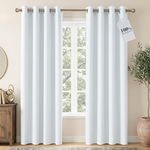 Off White Blackout Curtains for Bedroom 52" w x 84" L 2 Panels (52"W x 84"L (Pack of 2) / Off White)