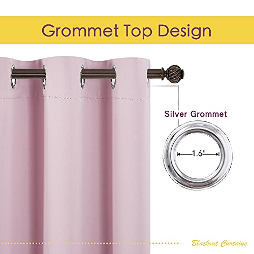 Blackout Draperies Curtains for Girls Room (Baby Pink / 42"W x 54"L (Pack of 2))