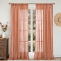Terracotta Linen Semi Sheer Curtains for Living Room 84 Inches Long (Terracotta / 52"W x 84"L (Pack of 2))