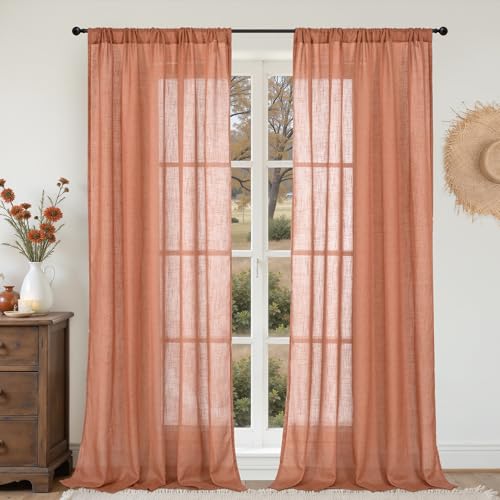 Extra Long 108 Inch Length Curtains for Living Room Windows (Terracotta / 52"W x 108"L (Pack of 2))
