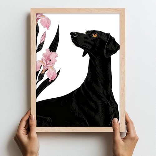 Leaf&Lre Framed Dog Wall Art Canvas Print (Dogs and Iris / 8x10Inch)