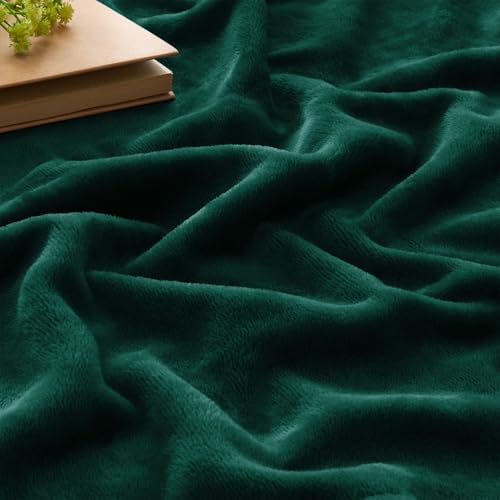 Fleece Blanket Soft Plush Queen Bed Blanket Forest Green 90"x90" (Forest Green / Queen(90"x90"))