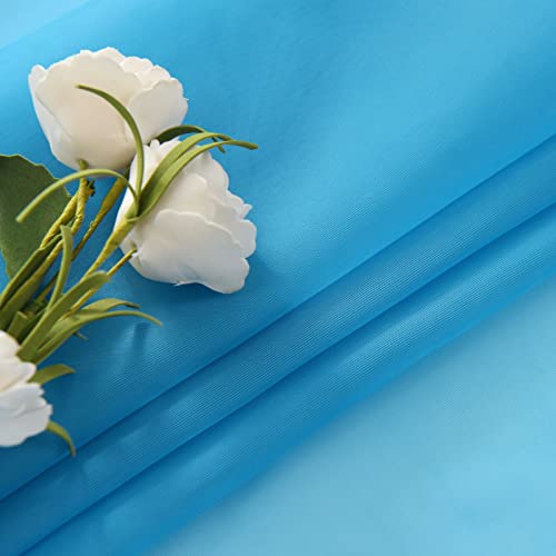Sheer Voile Window Treatment Rod Pocket Curtain Panels for Kitchen Bedroom Living Room Drapes Sunlight Filtering Privacy Semi Home Decor Assorted Colors Sizes (Cyan Blue / 52"W x 54"L (Pack of 2))