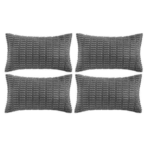 4 Packs Decorative Throw Pillow Covers for Living Room Couch Bed (20" x 12" (Pack of 4) / Dark Gray)