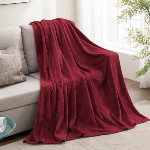 Fleece Blanket Soft Plush Throw for Couch Burgundy 50"x60" (Burgundy / Throw(50"x60"))
