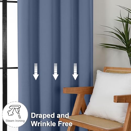 Ava Denim Blackout Curtains for Bedroom (Denim / 40"W x 78"L (Pack of 2))