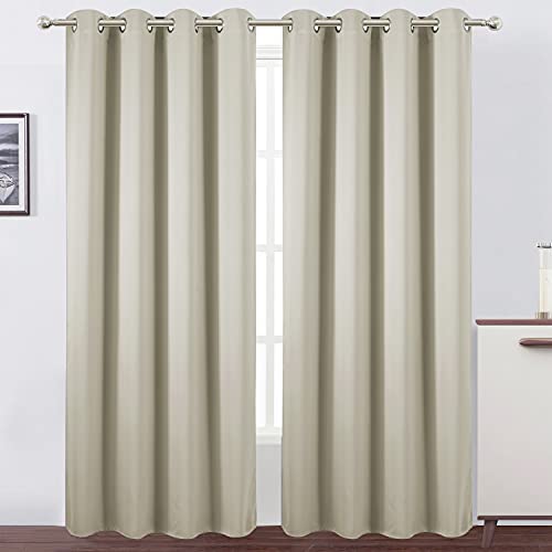 Light Beige Blackout Curtains 52 x 84 Inch Long Beige Curtains Set of 2 Panels Room Darkening Curtains for Living Room (Light Beige / 52"W x 84"L (Pack of 2))