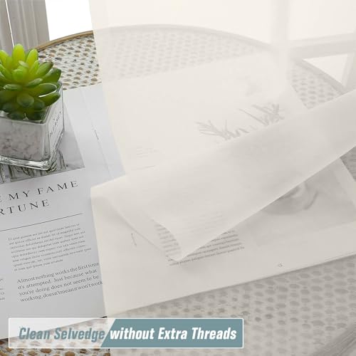 Extra Wide Sheer Ivory Curtains 144 Inches Long 2 Panels (59"W x 144"L (Pack of 2) / Ivory)