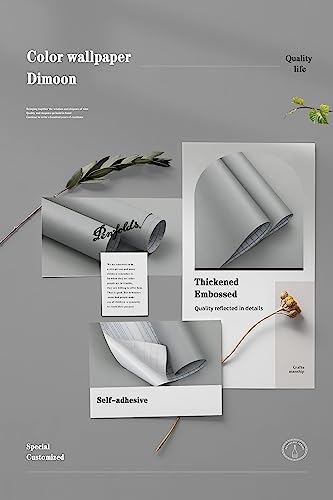 236''x17.7'' Grey Peel and Stick Wallpaper Contact Paper Modern Self Adhesive Wall Paper Removable Renter Friendly Textured Solid Color Shelf Cabinet Vinyl Roll (Gray / 17.7''x236'')