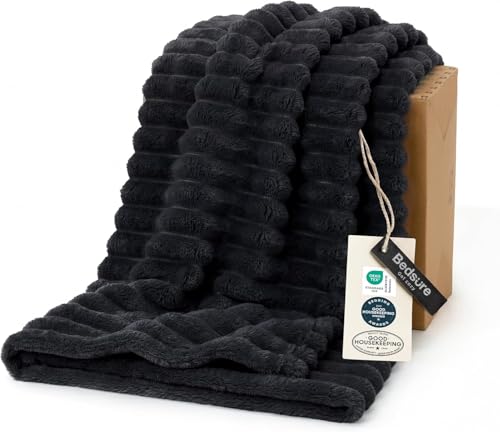 Soft Black Throw Blanket for Couch Decor Gifts 50"x60" (Black / Throw)