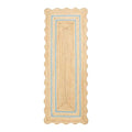 Wave Scalloped Jute Runner Handwoven Hallway Runner Sky Blue 2'x12' (2'x12' / Sky Blue)