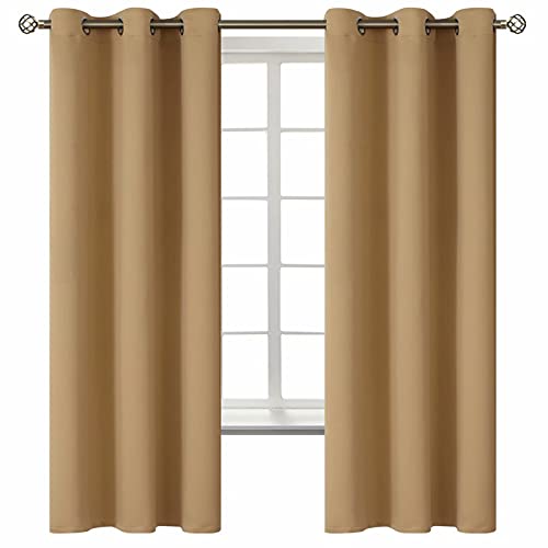 Blackout Curtains for Living Room (Khaki / 42"W x 63"L (Pack of 2))