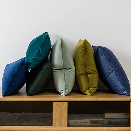 24x24 Euro Velvet Throw Pillow Covers Set of 2 (Peacock Blue / 24" x 24" (Pack of 2))