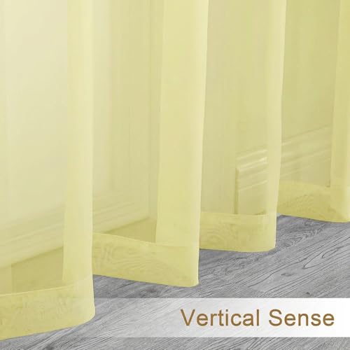 Sheer Curtains 96 inches Long 2 Panels (Light Yellow / 42"W x 96"L (Pack of 2))