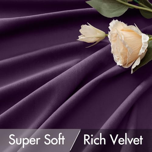 Purple Velvet Curtains 52x84 inches Luxury Blackout Curtains (Purple / 52"W x 84"L (Pack of 2))