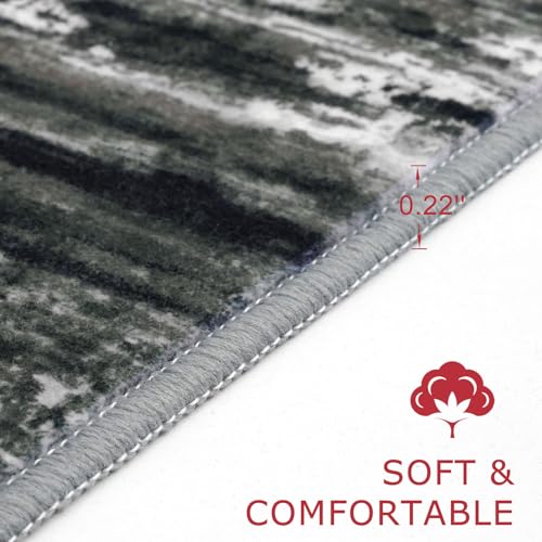 Kitchen Runner Rug for Hallway Non (Black White Grey Green / 2' x 5' (Runner))