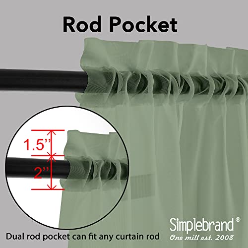 Sage Sheer Curtains 96 Inches Long (Sage Green / 42"W x 96"L (Pack of 2))