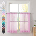 Light Pink Sheer Curtains 36 inch Length Kitchen Tiers Short Voile Curtains (Light Pink / 42"W x 36"L (Pack of 2))