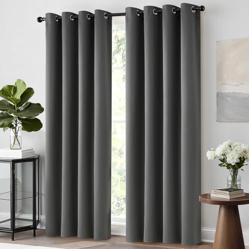Room Darkening Curtains 52x84 inch Length Dark Grey (Dark Grey / 52"W x 84"L (Pack of 2))