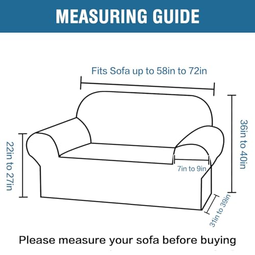 Stretch Velvet Loveseat Covers for 2 Cushion Couch Covers for Living Room Sofa Covers Slipcovers with Non Slip Straps Bottom (French Oak / Loveseat)